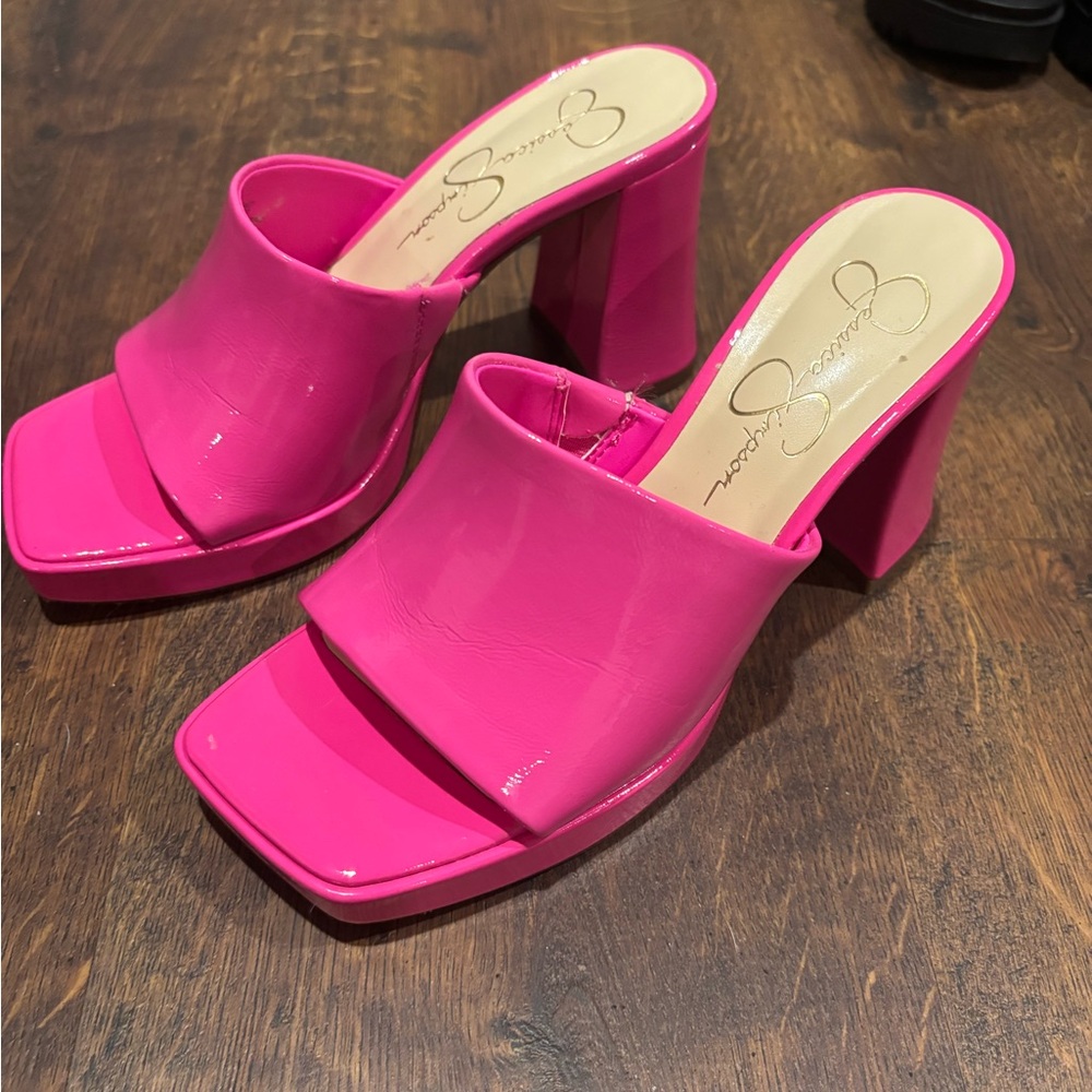 Jessica Simpson Hot Pink Heeled Mules